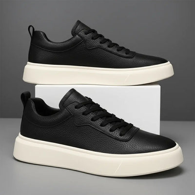 Sneakers Noir en Cuir Grainé  - Tres Confortable