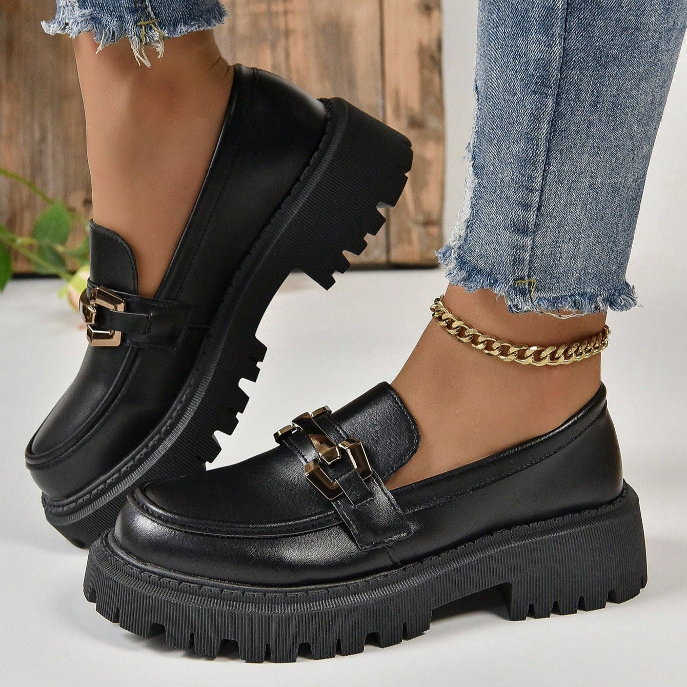 Mocassin Noir Classe Tres Confortable - Femme