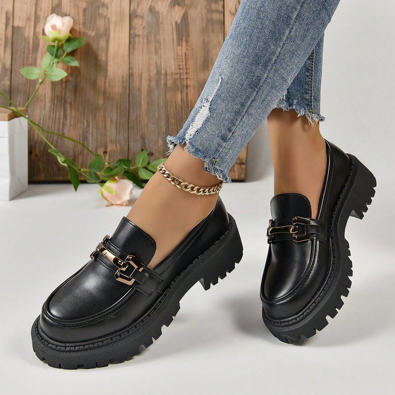 Mocassin Noir Classe Tres Confortable - Femme