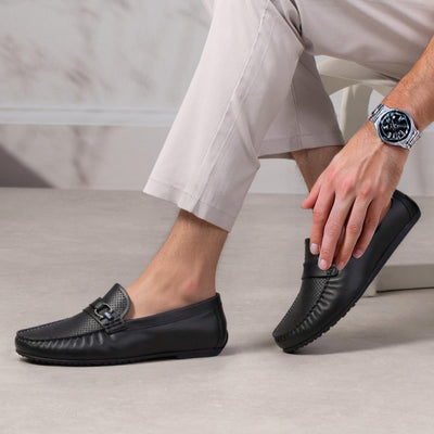 Mocassin Cuir Noir de Luxe Tres Confortable
