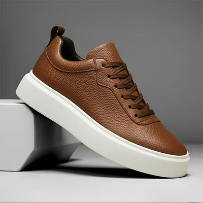 Sneakers Marron en Cuir Grainé  - Tres Confortable