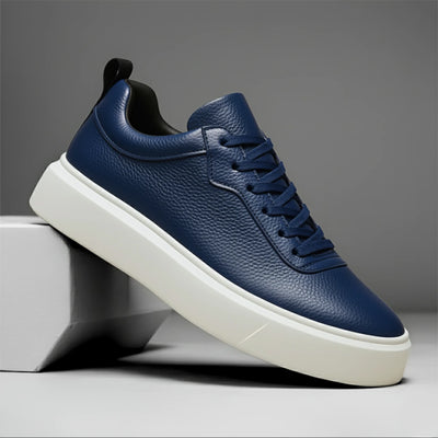 Sneakers BleuMarine en Cuir Grainé  - Tres Confortable