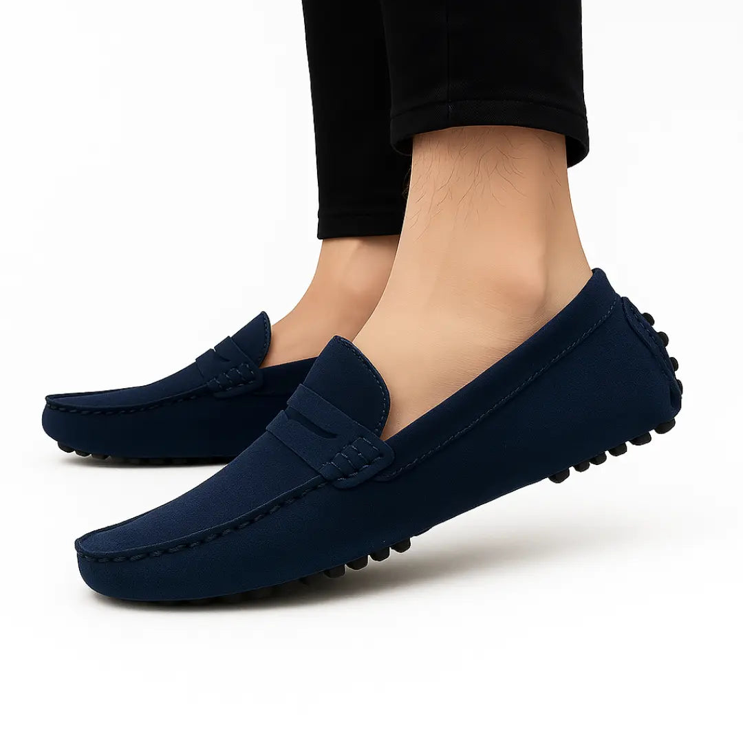 Mocassin Daim BleuMarine Tres Confortable - Homme