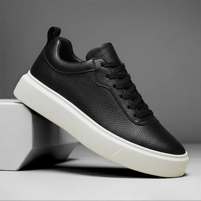 Sneakers Noir en Cuir Grainé  - Tres Confortable