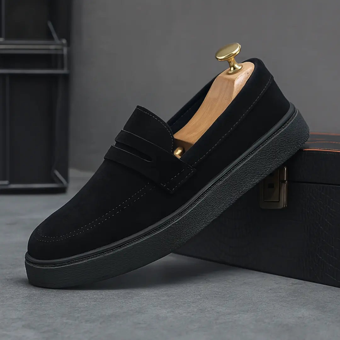 Mocassins Noir Daim de Luxe Tres Confortable