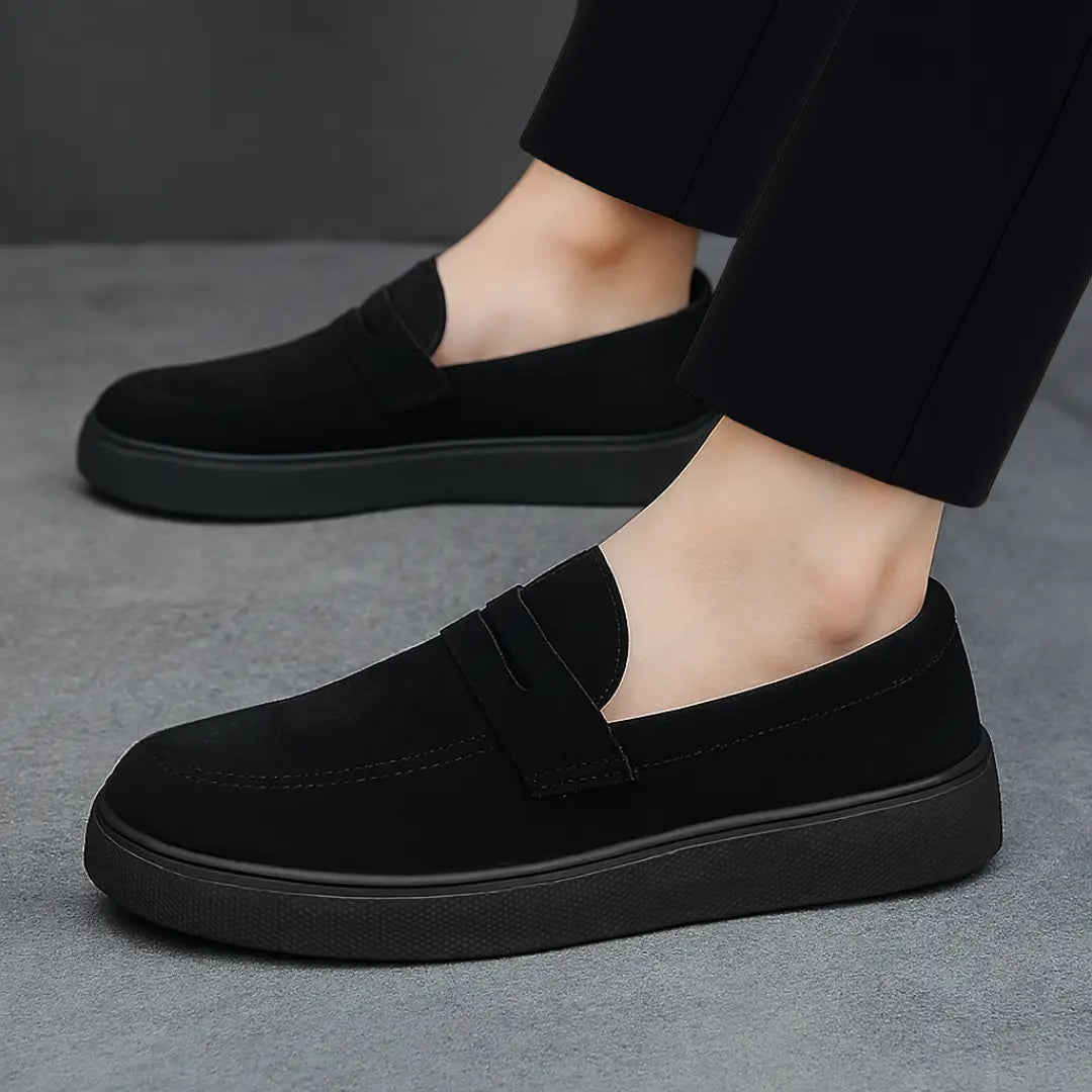 Mocassins Noir Daim de Luxe Tres Confortable
