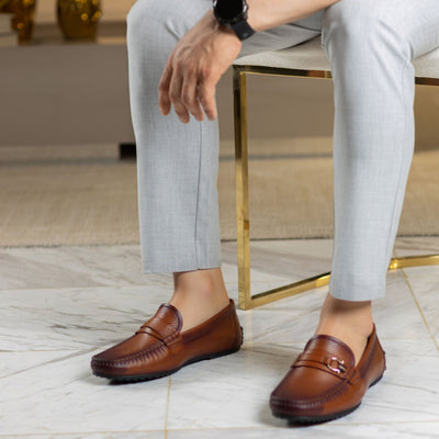 Mocassins Cuir Marron de Luxe Confortable