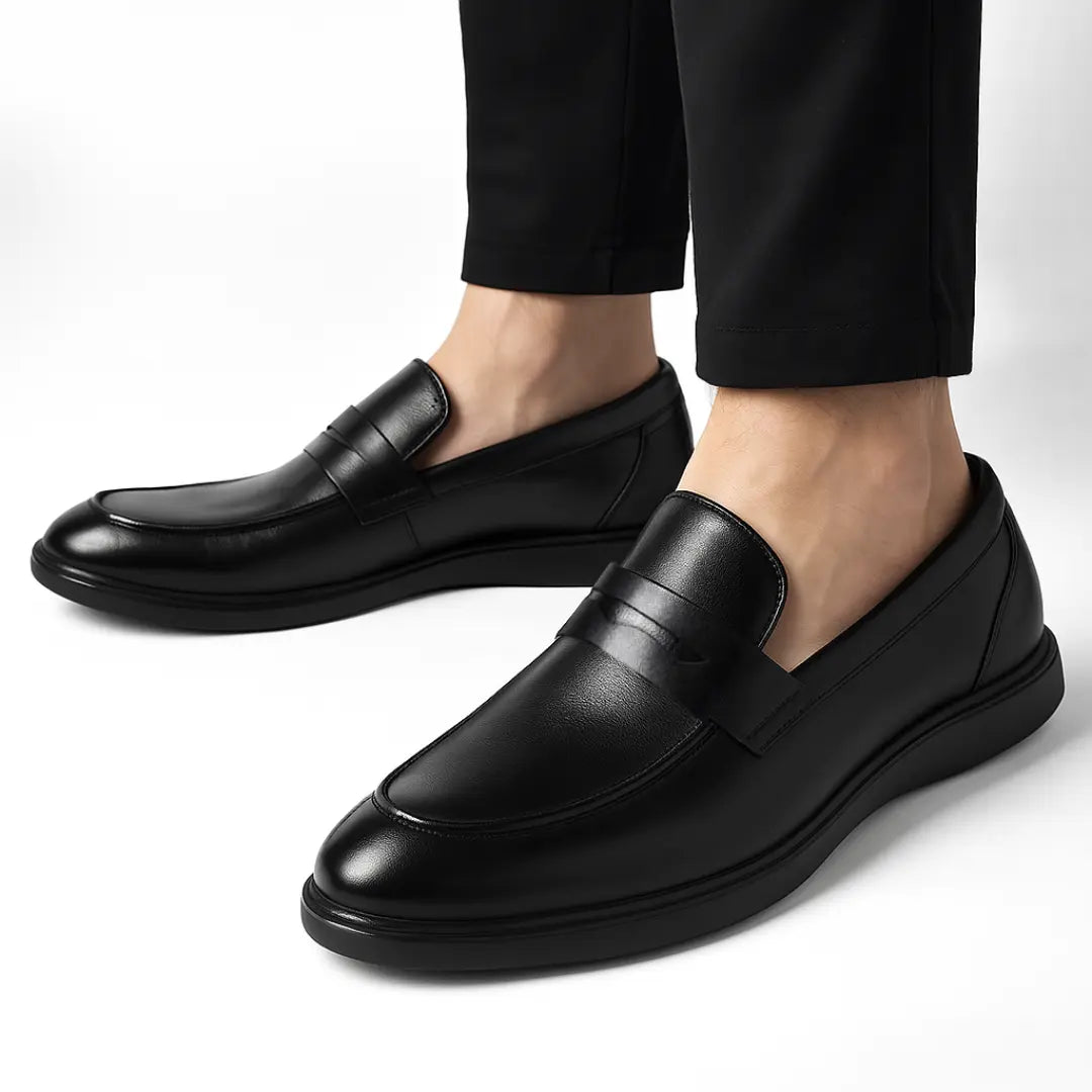 Mocassins Noir de Luxe Tres Confortable 100% Cuir