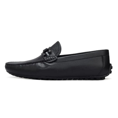 Mocassin Cuir Noir de Luxe Tres Confortable