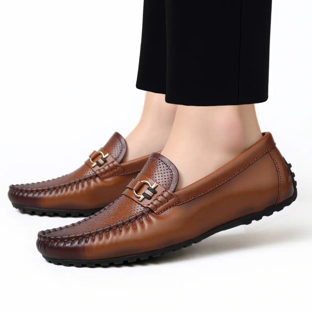 Mocassins Cuir Marron de Luxe Confortable