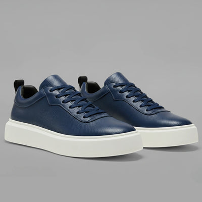 Sneakers BleuMarine en Cuir Grainé  - Tres Confortable