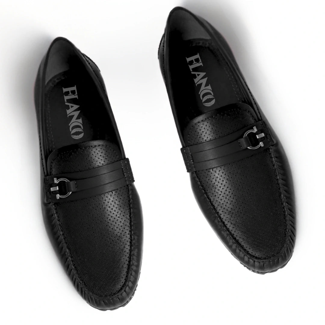 Mocassin Cuir Noir de Luxe Tres Confortable