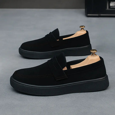 Mocassins Noir Daim de Luxe Tres Confortable